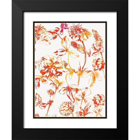 Orange Bloom III Black Modern Wood Framed Art Print with Double Matting by Jensen, Asia