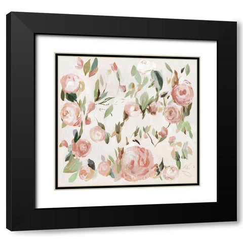 Rose Pearls Black Modern Wood Framed Art Print with Double Matting by Jensen, Asia