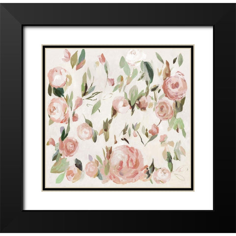 Rose Pearls Black Modern Wood Framed Art Print with Double Matting by Jensen, Asia