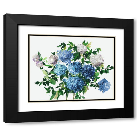 Blue Petals Black Modern Wood Framed Art Print with Double Matting by Jensen, Asia