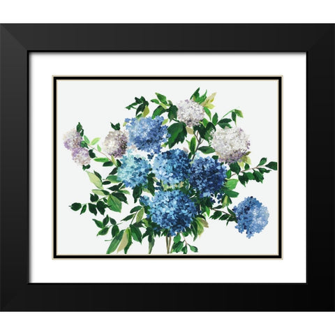 Blue Petals Black Modern Wood Framed Art Print with Double Matting by Jensen, Asia
