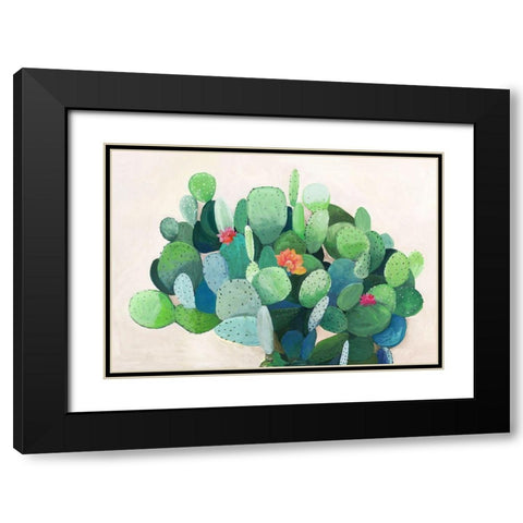 Cactus Bloom Black Modern Wood Framed Art Print with Double Matting by Jensen, Asia