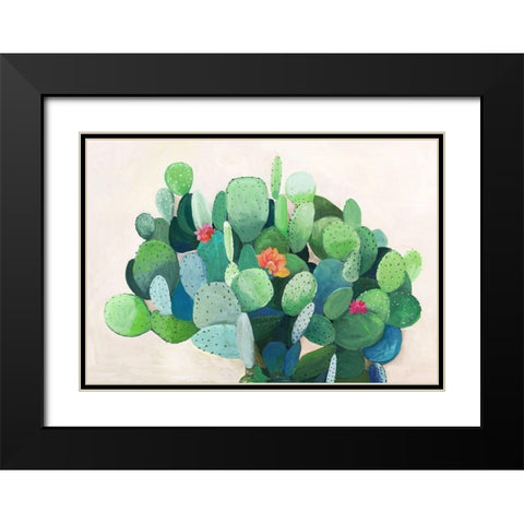 Cactus Bloom Black Modern Wood Framed Art Print with Double Matting by Jensen, Asia