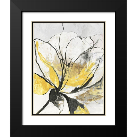 Outlined Floral I Yellow Version Black Modern Wood Framed Art Print with Double Matting by Jensen, Asia
