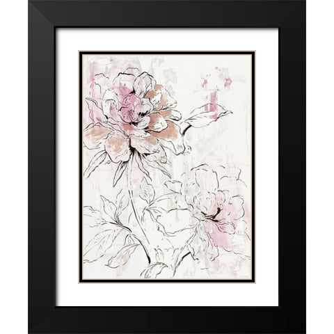Pink Peony Blossom I  Black Modern Wood Framed Art Print with Double Matting by Jensen, Asia