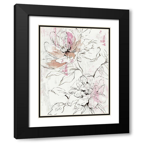 Pink Peony Blossom II Black Modern Wood Framed Art Print with Double Matting by Jensen, Asia