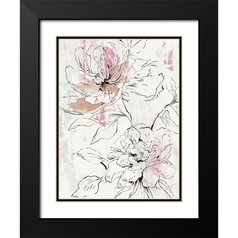 Pink Peony Blossom II Black Modern Wood Framed Art Print with Double Matting by Jensen, Asia
