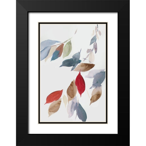 Fall Coloured Leaves II Black Modern Wood Framed Art Print with Double Matting by Jensen, Asia