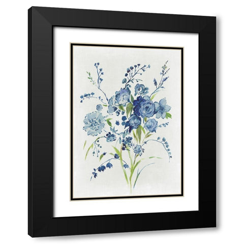 Blue Florals I  Black Modern Wood Framed Art Print with Double Matting by Jensen, Asia