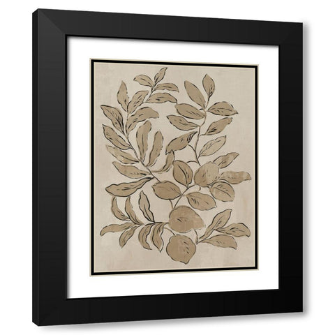 Leaves Sketches I  Black Modern Wood Framed Art Print with Double Matting by Jensen, Asia