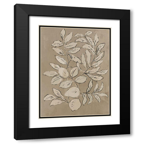 Leaves Sketches II Black Modern Wood Framed Art Print with Double Matting by Jensen, Asia