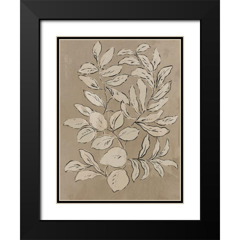 Leaves Sketches II Black Modern Wood Framed Art Print with Double Matting by Jensen, Asia
