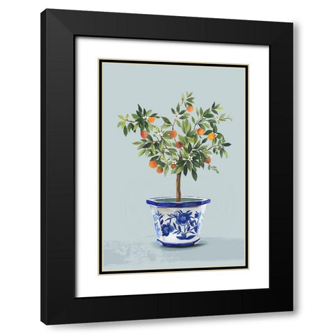 Orange Tree Black Modern Wood Framed Art Print with Double Matting by Jensen, Asia