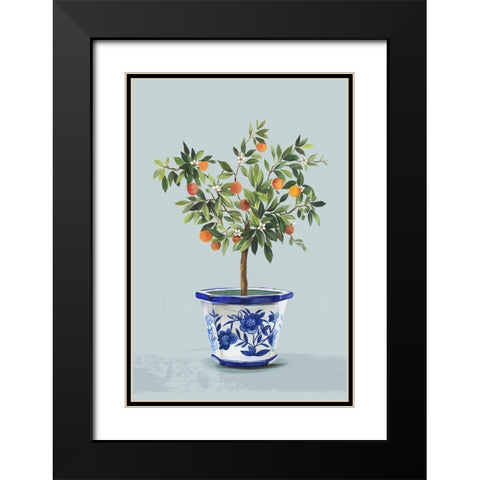Orange Tree Black Modern Wood Framed Art Print with Double Matting by Jensen, Asia