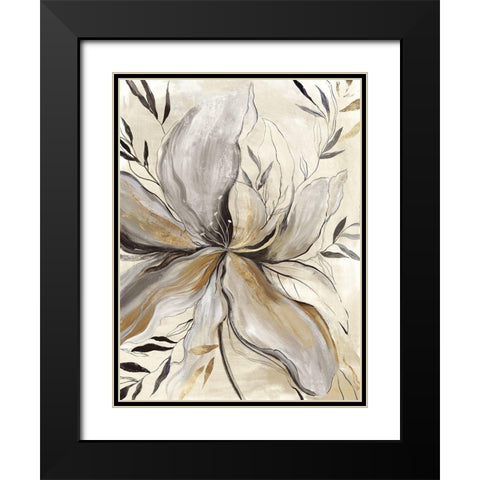 Gold Charcole Flower II Black Modern Wood Framed Art Print with Double Matting by Jensen, Asia