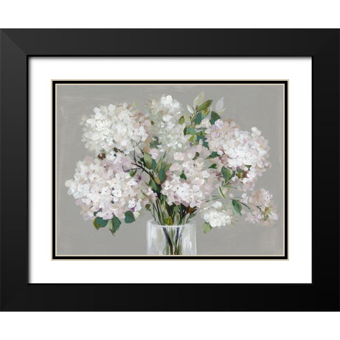 Pink Hydrangea  Black Modern Wood Framed Art Print with Double Matting by Jensen, Asia