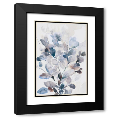 Blue Boho Leaves I Black Modern Wood Framed Art Print with Double Matting by Jensen, Asia