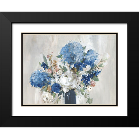 Romantic Blue Bouquet Black Modern Wood Framed Art Print with Double Matting by Jensen, Asia
