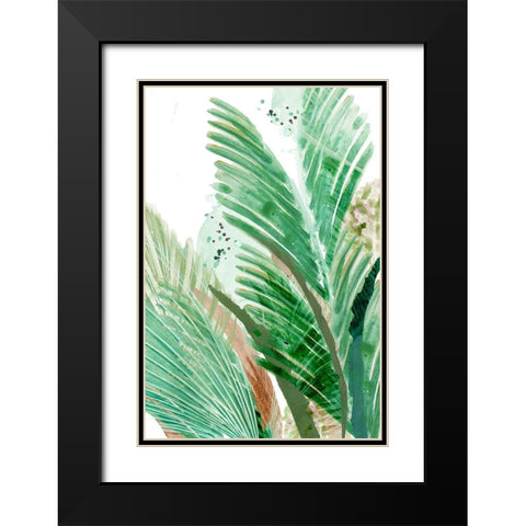Lush Palm I Black Modern Wood Framed Art Print with Double Matting by Kouta, Flora