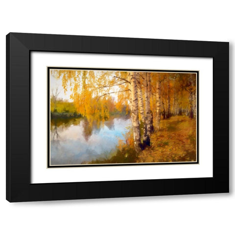 Autumn Birch Black Modern Wood Framed Art Print with Double Matting by Curinga, Kim
