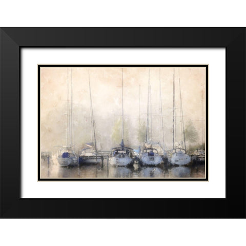 Sailboats In Fog  Black Modern Wood Framed Art Print with Double Matting by Curinga, Kim