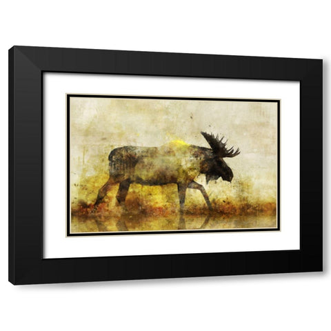 Happy Moose I Black Modern Wood Framed Art Print with Double Matting by Roko, Ken