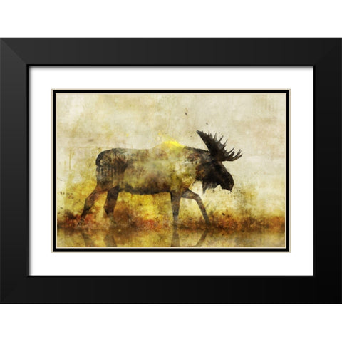 Happy Moose I Black Modern Wood Framed Art Print with Double Matting by Roko, Ken