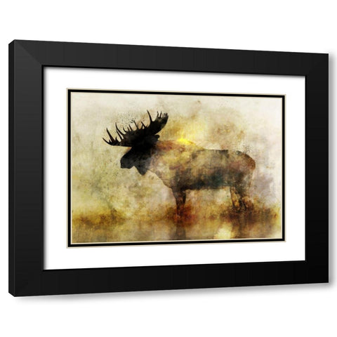 Happy Moose II Black Modern Wood Framed Art Print with Double Matting by Roko, Ken