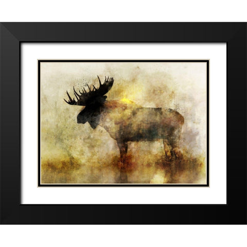 Happy Moose II Black Modern Wood Framed Art Print with Double Matting by Roko, Ken