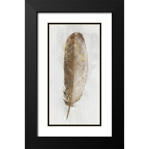 Golden Feather I Black Modern Wood Framed Art Print with Double Matting by Roko, Ken