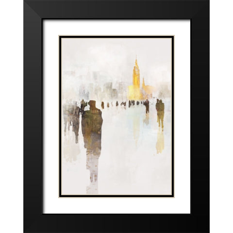 NYC Fog Black Modern Wood Framed Art Print with Double Matting by Roko, Ken