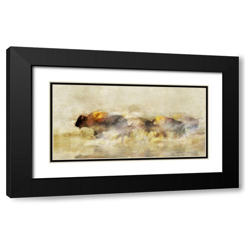 One With The Herd II Black Modern Wood Framed Art Print with Double Matting by Ken Roko