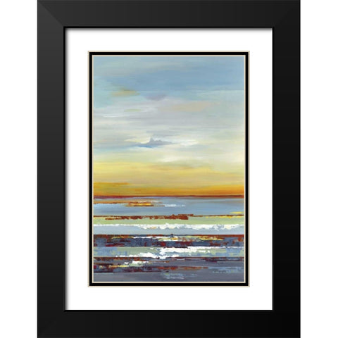 Amber Horizon Black Modern Wood Framed Art Print with Double Matting by Lera