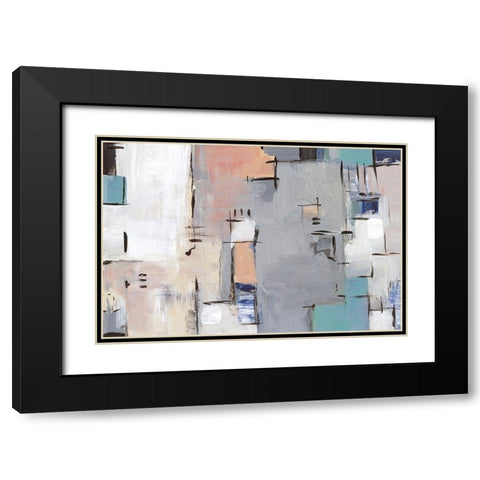 Intertwining Grid II Black Modern Wood Framed Art Print with Double Matting by Lera