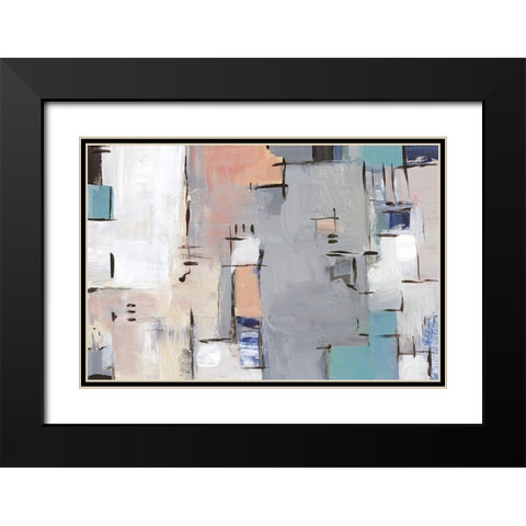 Intertwining Grid II Black Modern Wood Framed Art Print with Double Matting by Lera
