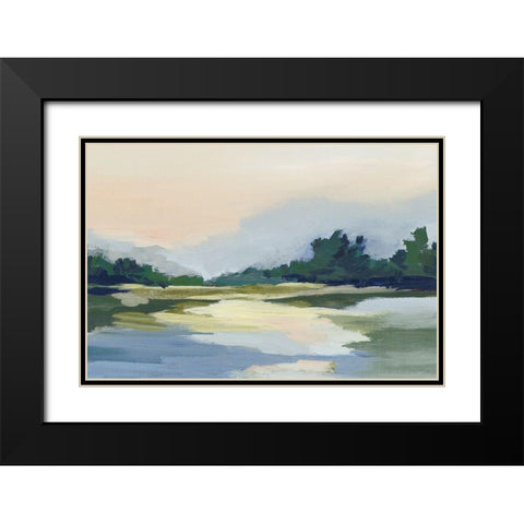 Forest Sunset View Black Modern Wood Framed Art Print with Double Matting by Lera