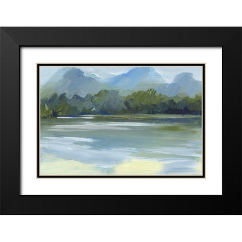Evermore Green Black Modern Wood Framed Art Print with Double Matting by Lera