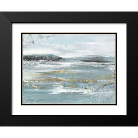 Gentle Blue  Black Modern Wood Framed Art Print with Double Matting by Lera