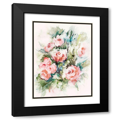 Fresh Pink Florals I  Black Modern Wood Framed Art Print with Double Matting by Lera