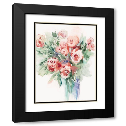 Roses in a Vase II Black Modern Wood Framed Art Print with Double Matting by Lera