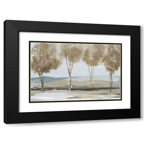 Golden Birch Tree Forest  Black Modern Wood Framed Art Print with Double Matting by Lera