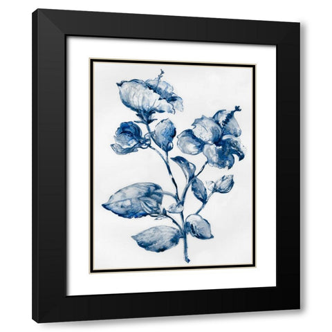 Blue Blooming  Black Modern Wood Framed Art Print with Double Matting by Lera