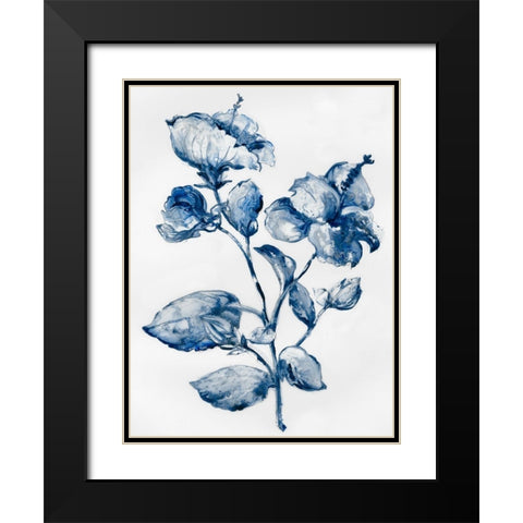 Blue Blooming  Black Modern Wood Framed Art Print with Double Matting by Lera