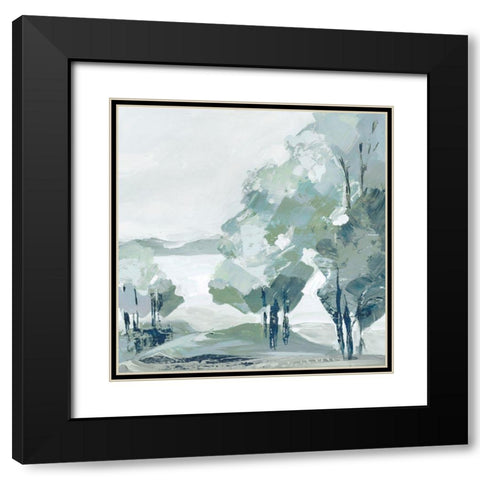 Blue Tree Forest II  Black Modern Wood Framed Art Print with Double Matting by Lera