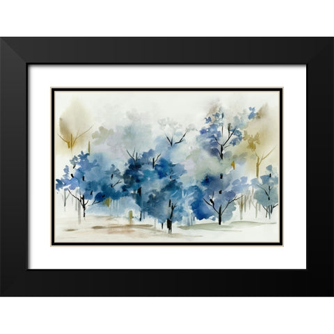 Standing Still Blue I Black Modern Wood Framed Art Print with Double Matting by Lera