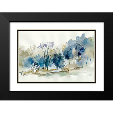 Standing Still Blue II Black Modern Wood Framed Art Print with Double Matting by Lera
