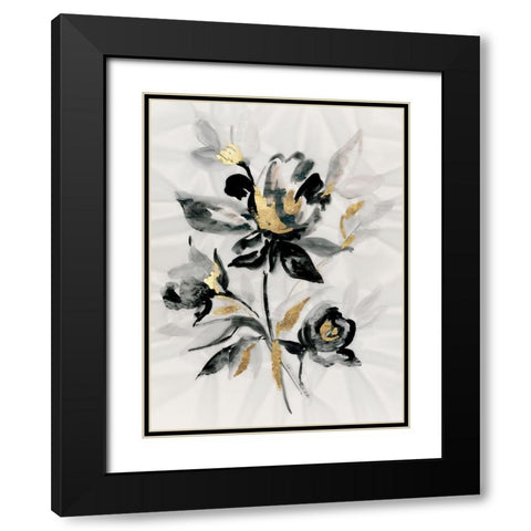 Glided Floral I Black Modern Wood Framed Art Print with Double Matting by Lera