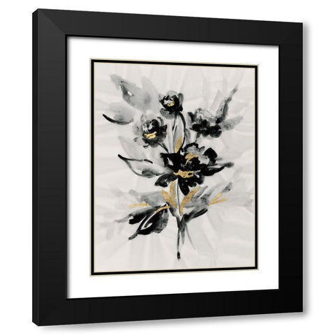 Glided Floral II Black Modern Wood Framed Art Print with Double Matting by Lera