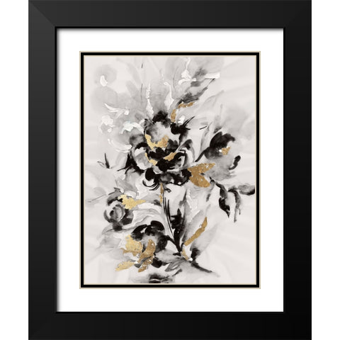 Glided Floral III Black Modern Wood Framed Art Print with Double Matting by Lera