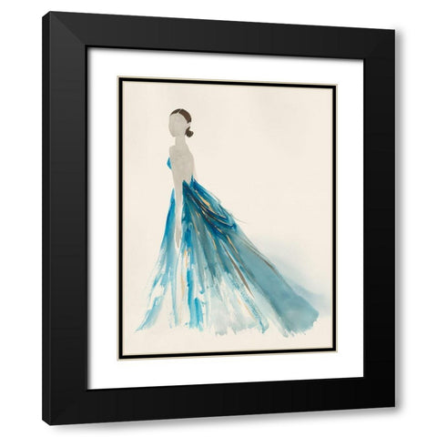 Blue Dress II Black Modern Wood Framed Art Print with Double Matting by Lily K